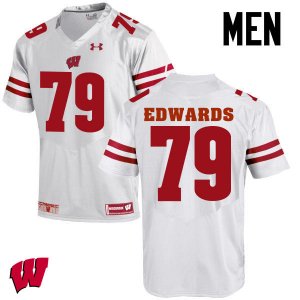 Men's Wisconsin Badgers NCAA #79 David Edwards White Authentic Under Armour Stitched College Football Jersey PZ31V18BX